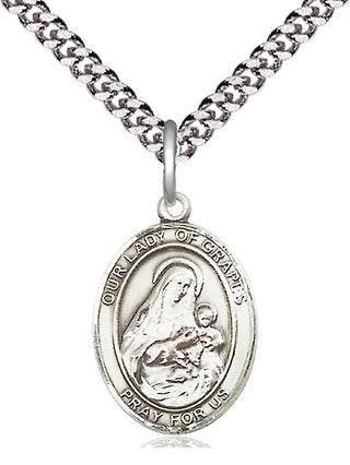 Sterling Silver Our Lady of Grapes Medal Religious Jewelry Engraved Catholic Saint Jewelry