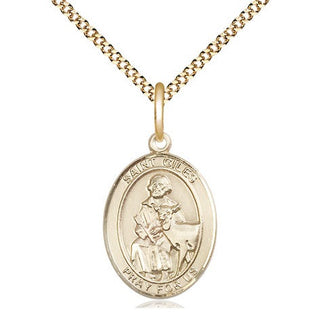 14kt Gold Filled Saint Giles Medal Religious Jewelry Engraved Catholic Saint Jewelry