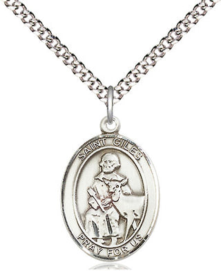Sterling Silver Saint Giles Medal Religious Jewelry Engraved Catholic Saint Jewelry