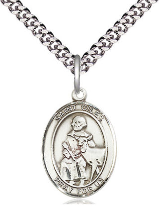 Sterling Silver Saint Giles Medal Religious Jewelry Engraved Catholic Saint Jewelry