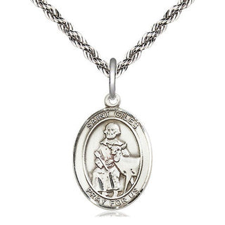 Sterling Silver Saint Giles Medal Religious Jewelry Engraved Catholic Saint Jewelry