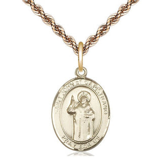 14kt Gold Saint John of Capistrano Medal Engraved Catholic Saint Jewelry
