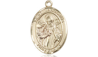 14kt Gold Saint Januarius Medal Engraved Catholic Saint Jewelry