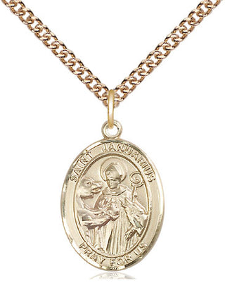 14kt Gold Saint Januarius Medal Engraved Catholic Saint Jewelry