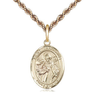 14kt Gold Saint Januarius Medal Engraved Catholic Saint Jewelry