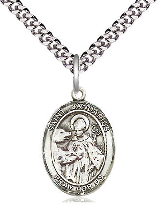 Pewter Saint Januarius Medal Religious Jewelry Engraved Catholic Saint Jewelry