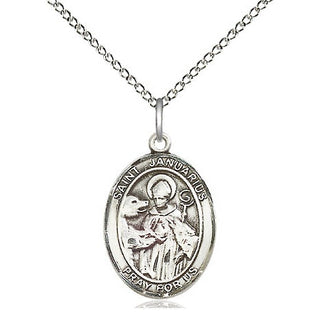 Sterling Silver Saint Januarius Medal Religious Jewelry Engraved Catholic Saint Jewelry