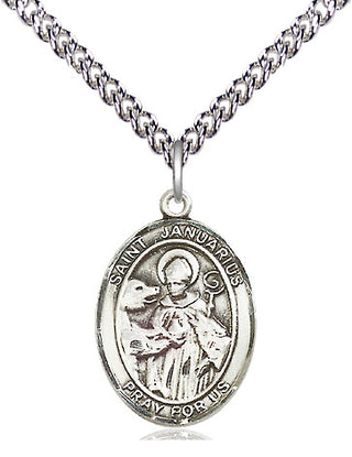 Sterling Silver Saint Januarius Medal Religious Jewelry Engraved Catholic Saint Jewelry