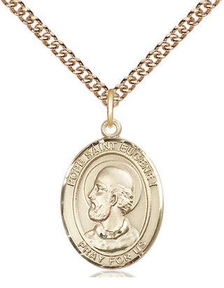 14kt Gold Pope St Eugene I Medal Engraved Catholic Saint Jewelry