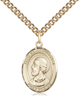 14kt Gold Pope St Eugene I Medal Engraved Catholic Saint Jewelry