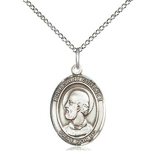 Sterling Silver Pope St Eugene I Medal Religious Jewelry Engraved Catholic Saint Jewelry