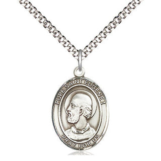 Sterling Silver Pope St Eugene I Medal Religious Jewelry Engraved Catholic Saint Jewelry