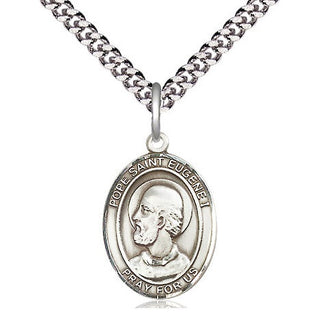 Sterling Silver Pope St Eugene I Medal Religious Jewelry Engraved Catholic Saint Jewelry