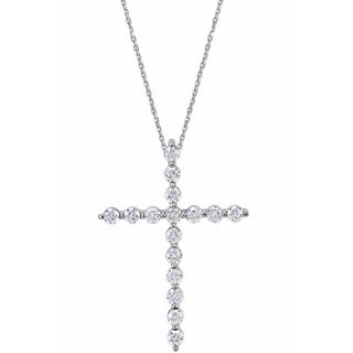 14K White 1  CTW Natural Diamond Cross 18" Necklace