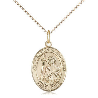14kt Gold Filled Saint Adrian of Nicomedia Medal Religious Jewelry Engraved Catholic Saint Jewelry