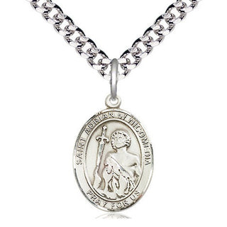 Pewter Saint Adrian of Nicomedia Medal Religious Jewelry Engraved Catholic Saint Jewelry