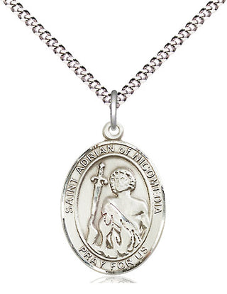 Sterling Silver Saint Adrian of Nicomedia Medal Religious Jewelry Engraved Catholic Saint Jewelry