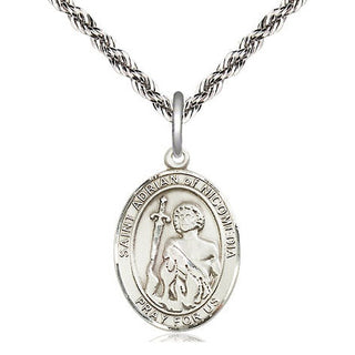 Sterling Silver Saint Adrian of Nicomedia Medal Religious Jewelry Engraved Catholic Saint Jewelry