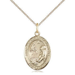 14kt Gold Filled Saint Catherine of Bologna Medal Religious Jewelry Engraved Catholic Saint Jewelry