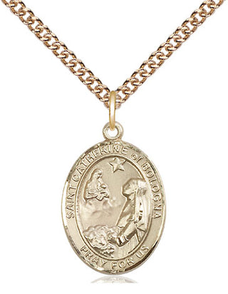 14kt Gold Filled Saint Catherine of Bologna Medal Religious Jewelry Engraved Catholic Saint Jewelry