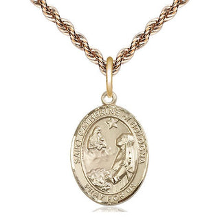 14kt Gold Saint Catherine of Bologna Medal Engraved Catholic Saint Jewelry