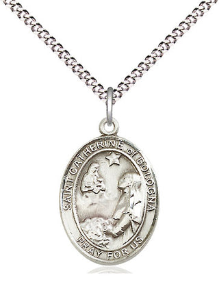 Pewter Saint Catherine of Bologna Medal Religious Jewelry Engraved Catholic Saint Jewelry