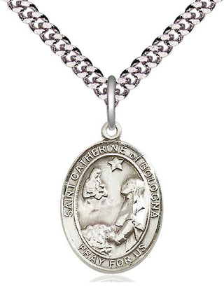 Pewter Saint Catherine of Bologna Medal Religious Jewelry Engraved Catholic Saint Jewelry