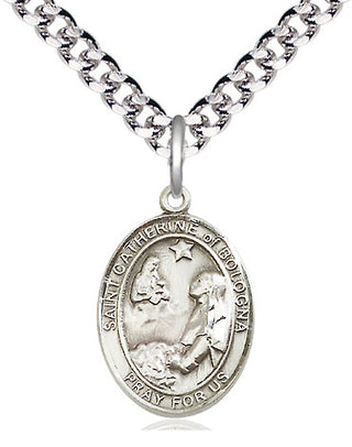 Pewter Saint Catherine of Bologna Medal Religious Jewelry Engraved Catholic Saint Jewelry
