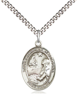 Pewter Saint Catherine of Bologna Medal Religious Jewelry Engraved Catholic Saint Jewelry