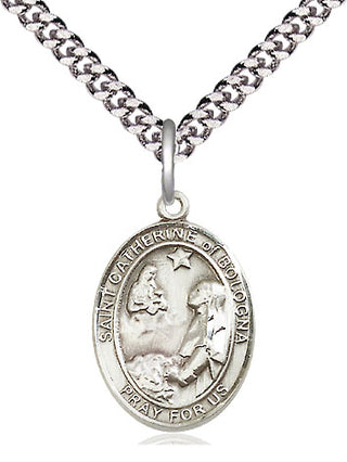 Pewter Saint Catherine of Bologna Medal Religious Jewelry Engraved Catholic Saint Jewelry