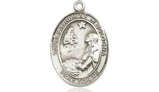 Pewter Saint Catherine of Bologna Medal Engraved Catholic Saint Jewelry