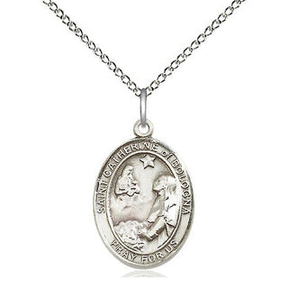 Sterling Silver Saint Catherine of Bologna Medal Religious Jewelry Engraved Catholic Saint Jewelry