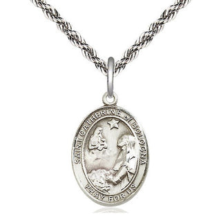 Sterling Silver Saint Catherine of Bologna Medal Religious Jewelry Engraved Catholic Saint Jewelry