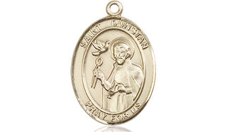 14kt Gold Filled Saint Dunstan Medal Engraved Catholic Saint Jewelry