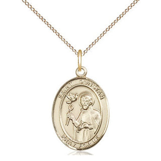 14kt Gold Filled Saint Dunstan Medal Religious Jewelry Engraved Catholic Saint Jewelry