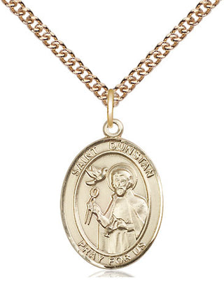 14kt Gold Filled Saint Dunstan Medal Religious Jewelry Engraved Catholic Saint Jewelry