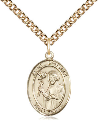14kt Gold Filled Saint Dunstan Medal Religious Jewelry Engraved Catholic Saint Jewelry