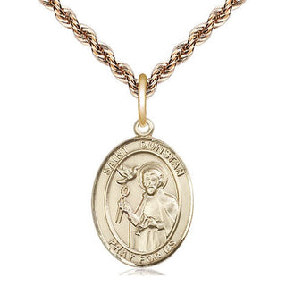 14kt Gold Filled Saint Dunstan Medal Religious Jewelry Engraved Catholic Saint Jewelry