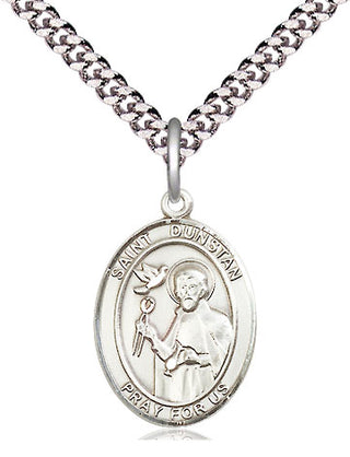 Pewter Saint Dunstan Medal Religious Jewelry Engraved Catholic Saint Jewelry