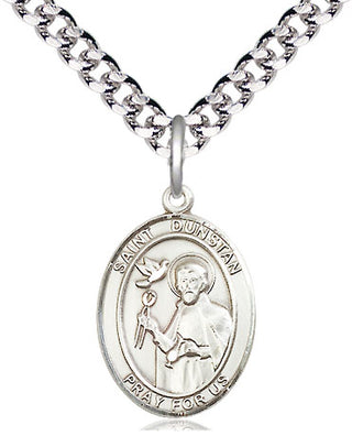 Pewter Saint Dunstan Medal Religious Jewelry Engraved Catholic Saint Jewelry
