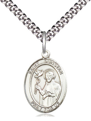 Pewter Saint Dunstan Medal Religious Jewelry Engraved Catholic Saint Jewelry
