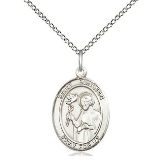 Sterling Silver Saint Dunstan Medal Religious Jewelry Engraved Catholic Saint Jewelry