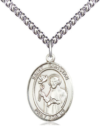 Sterling Silver Saint Dunstan Medal Religious Jewelry Engraved Catholic Saint Jewelry