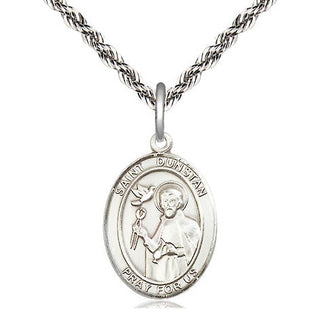Sterling Silver Saint Dunstan Medal Religious Jewelry Engraved Catholic Saint Jewelry