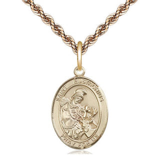 14kt Gold Saint Eustachius Medal Engraved Catholic Saint Jewelry
