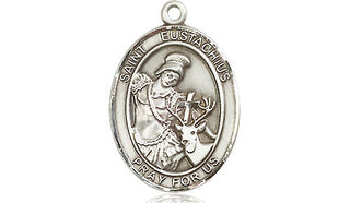 Pewter Saint Eustachius Medal Engraved Catholic Saint Jewelry