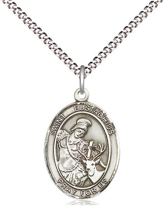 Pewter Saint Eustachius Medal Religious Jewelry Engraved Catholic Saint Jewelry