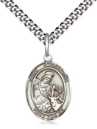 Pewter Saint Eustachius Medal Religious Jewelry Engraved Catholic Saint Jewelry
