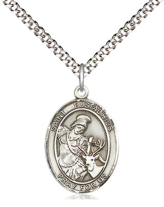 Sterling Silver Saint Eustachius Medal Religious Jewelry Engraved Catholic Saint Jewelry