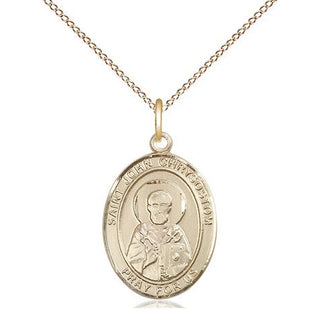 14kt Gold Filled Saint John Chrysostom Medal Religious Jewelry Engraved Catholic Saint Jewelry